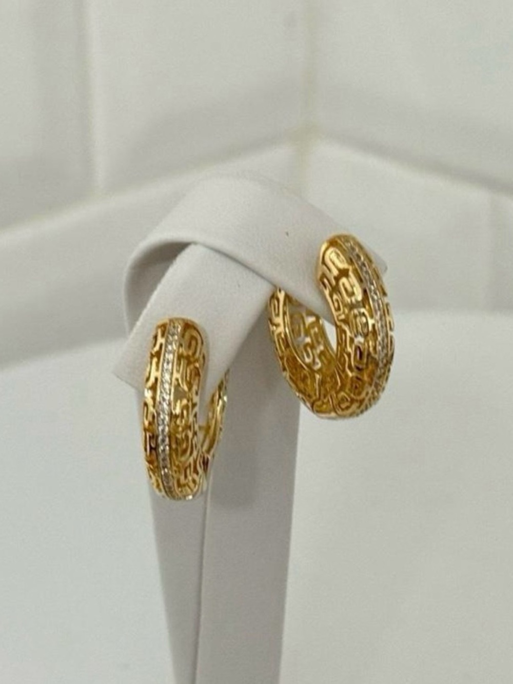 Gold-Tone Filigree Hoop Earrings